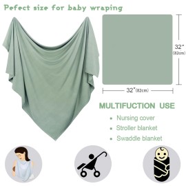 OWLOWLA Newborn Swaddle Set Stretch Wrap Swaddle Receiving Blanket for Baby Boy Girl(Olive-rm)