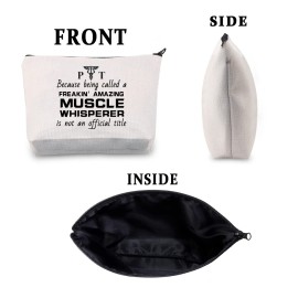 CMNIM Physical Therapist Gifts Makeup Bag PT Muscle Whisperer Is Not An Official Title Zipper Pouch Travel Bag for PT Graduation Appreciation Retirement Gift (PT Muscle Makeup Bag)