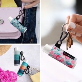 HEYSKAY Lip Balm Holder Sleeves Keychain Chapstick Elastic Sleeves (Dinausaur/Sheep/Wave strip)