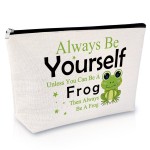 Frog Lover Gift for Girls Makeup Bag Frog Gift for Women Frog Themed Gift Animal Lover Gift for Friend Cosmetic Bag Inspirational Gift for Sister Cousin Birthday Graduation Gift Travel Cosmetic Pouch