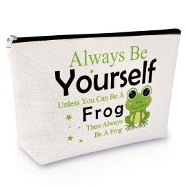 Frog Lover Gift for Girls Makeup Bag Frog Gift for Women Frog Themed Gift Animal Lover Gift for Friend Cosmetic Bag Inspirational Gift for Sister Cousin Birthday Graduation Gift Travel Cosmetic Pouch