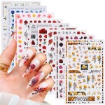 Flowers Rose Nail Art Stickers, 3D Flower Nail Self-Adhesive Sticker Design, Holographic Floral Leaf Butterfly Nail Art Decals for Women Girls Manicure Charms Decoration, Blossom Resin Nail Art Tips