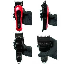 Supreme Trimmer Pro Clipper All Metal w/Fade Blade | 300 Min Run Time Professional Clipper Set, Cordless Beard Trimmer | STC5030 Red