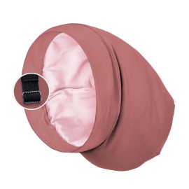 Satin Lined Sleep Cap Bonnet for Curly Hair and Braids, Stay On All Night Hair Wrap with Adjustable Strap for Women and Men, Grey Red, Pack of 1 Satin Lined Sleep Cap Bonnet for Curly Hair and Braids, Stay On All Night Hair Wrap with Adjustable Strap for Women and Men, Grey Red, Pack of 1
