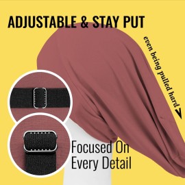 Satin Lined Sleep Cap Bonnet for Curly Hair and Braids, Stay On All Night Hair Wrap with Adjustable Strap for Women and Men, Grey Red, Pack of 1 Satin Lined Sleep Cap Bonnet for Curly Hair and Braids, Stay On All Night Hair Wrap with Adjustable Strap for Women and Men, Grey Red, Pack of 1