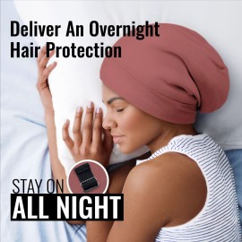 Satin Lined Sleep Cap Bonnet for Curly Hair and Braids, Stay On All Night Hair Wrap with Adjustable Strap for Women and Men, Grey Red, Pack of 1 Satin Lined Sleep Cap Bonnet for Curly Hair and Braids, Stay On All Night Hair Wrap with Adjustable Strap for Women and Men, Grey Red, Pack of 1