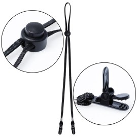 Sucrain 5 Pieces Adjustable Hat Strap Clips Hat Chin Cord with Storage Box for Golfing, Fishing Black