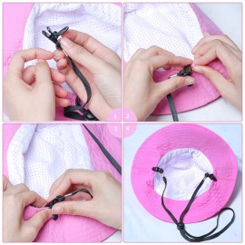 Sucrain 5 Pieces Adjustable Hat Strap Clips Hat Chin Cord with Storage Box for Golfing, Fishing Black