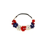 BBTDIN Patriotic Flower Crown Headband Independence Day Floral Flower Hair band JHN39 (Blue Red White)