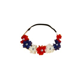 BBTDIN Patriotic Flower Crown Headband Independence Day Floral Flower Hair band JHN39 (Blue Red White)