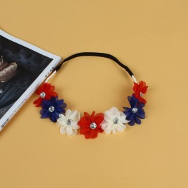 BBTDIN Patriotic Flower Crown Headband Independence Day Floral Flower Hair band JHN39 (Blue Red White) BBTDIN Patriotic Flower Crown Headband Independence Day Floral Flower Hair band JHN39 (Blue Red White)