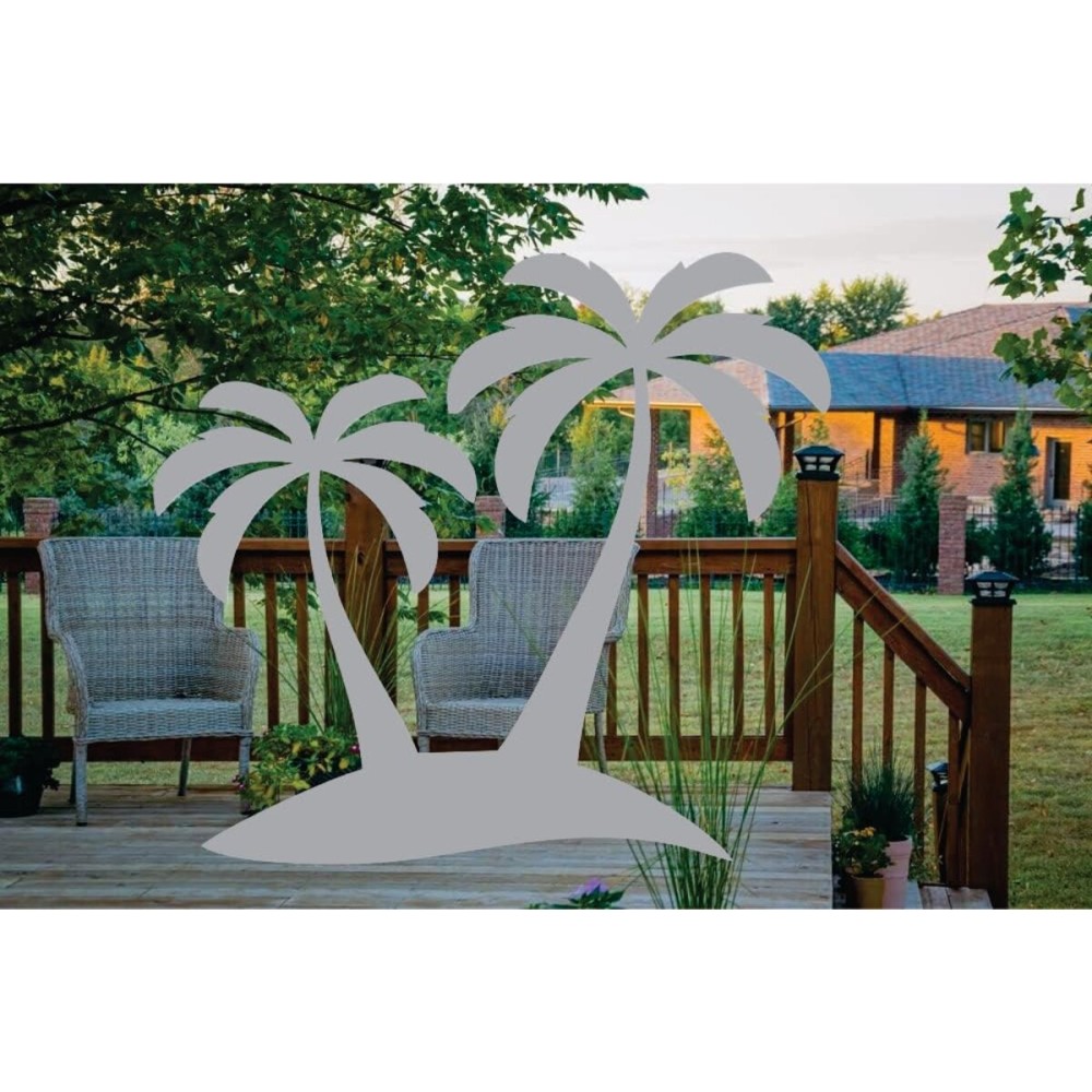 (2 Pack) 6 x 5.4 Palm Tree Frosted Matte Vinyl Decals Glass Safety Stickers - Keep Children Safe, Alert Birds, Dogs, Kids - Glass Window Door Indicator