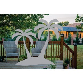 (2 Pack) 6 x 5.4 Palm Tree Frosted Matte Vinyl Decals Glass Safety Stickers - Keep Children Safe, Alert Birds, Dogs, Kids - Glass Window Door Indicator