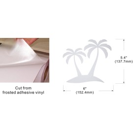 (2 Pack) 6 x 5.4 Palm Tree Frosted Matte Vinyl Decals Glass Safety Stickers - Keep Children Safe, Alert Birds, Dogs, Kids - Glass Window Door Indicator