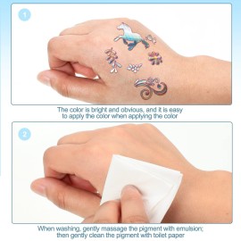 Kathfly 12 Packs Temporary Tattoo Markers for Skin Shimmery Gel Pens for Girls Kids Party Stuffers, 6 Colors