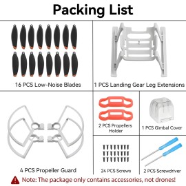 DJI Mavic Mini SE / 2 Propellers: with Propeller Guard Landing Gear Leg Extensions Propellers Holder Guard Gimbal Cover Total 24 pcs for DJI Mavic Mini SE/Mini 2 Drone Accessories Set