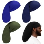 Tatuo 4 Pieces Unisex Jumbo Dreadlock Cap Long Hair Dreads Head Wrap Sleeping Cap Hair Accessories Sleep Bonnet for Men Women(Royal Blue, Navy Blue, Black, Army Green)