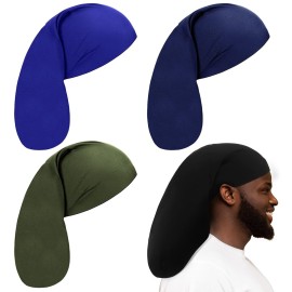 Tatuo 4 Pieces Unisex Jumbo Dreadlock Cap Long Hair Dreads Head Wrap Sleeping Cap Hair Accessories Sleep Bonnet for Men Women(Royal Blue, Navy Blue, Black, Army Green)