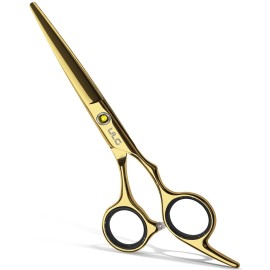 Hair Cutting Scissors, ULG Hair Shears 6.5 inch Hairdressing Hair Scissor, Salon Razor Edge Hair Cutting Shears, Japanese Stainless Steel Haircut Scissors with Detachable Finger Gold