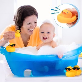Chivao 60 Pcs Mini Rubber Duck in Bulk with 60 Sunglasses, Small Yellow Rubber Duck Gifts Bath Float Bathtub Toys Tiny for Holiday Cruise Baby Shower Decoration Birthday Party Favors Supplies