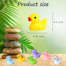 Tindobewan 100 PCS Tiny Ducks Mini Resin Ducks Miniature Duck Figures Ornament for Craft, Garden, Aquarium, Home DecorationsMulti Color