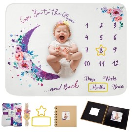 Baby Monthly Milestone Blanket, 51x40 Newborns Month Blanket Gift for Baby Shower, Soft Plush Photo Prop Blanket for Boy&Girl, Newborn Unisex Blankets with Months