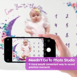 Baby Monthly Milestone Blanket, 51x40 Newborns Month Blanket Gift for Baby Shower, Soft Plush Photo Prop Blanket for Boy&Girl, Newborn Unisex Blankets with Months