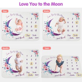 Baby Monthly Milestone Blanket, 51x40 Newborns Month Blanket Gift for Baby Shower, Soft Plush Photo Prop Blanket for Boy&Girl, Newborn Unisex Blankets with Months