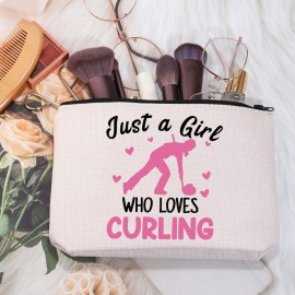 MEIKIUP Curling Gift Who Loves Curling Makeup Bag Travel Toiletry Bag Curling Lovers Gift Winter Sports Lovers Gift (Loves Curling Bag)