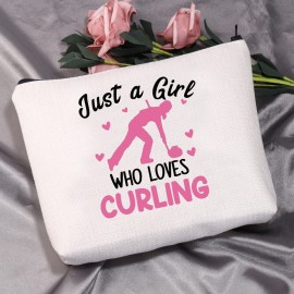 MEIKIUP Curling Gift Who Loves Curling Makeup Bag Travel Toiletry Bag Curling Lovers Gift Winter Sports Lovers Gift (Loves Curling Bag)
