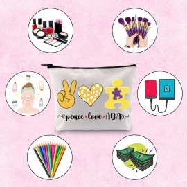 TSOTMO Behavior Therapist Gift Peace Love ABA Zipper Pouch Makeup Bag For ABA Behavior Analyst Gift (Peace love ABA)