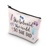 TSOTMO Optometrist Inspirational Gift She Believed She Could So She Did Optometry Zipper Pouch Makeup Bag Doctors Day Gift (She believed optometrist)