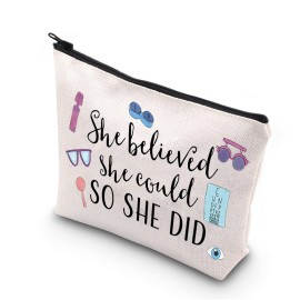 TSOTMO Optometrist Inspirational Gift She Believed She Could So She Did Optometry Zipper Pouch Makeup Bag Doctors Day Gift (She believed optometrist)