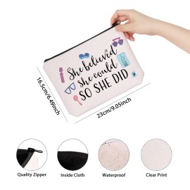 TSOTMO Optometrist Inspirational Gift She Believed She Could So She Did Optometry Zipper Pouch Makeup Bag Doctors Day Gift (She believed optometrist)
