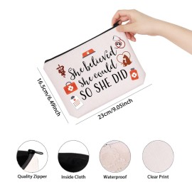 TSOTMO Vet Tech Gift Veterinary Inspirational Gift She Believed She Could So She Did Vet Tech Zipper Pouch Makeup Bag (She believed vet)