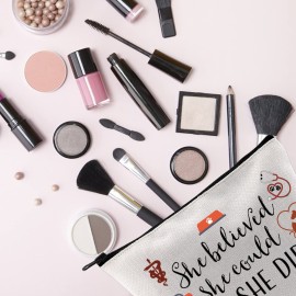 TSOTMO Vet Tech Gift Veterinary Inspirational Gift She Believed She Could So She Did Vet Tech Zipper Pouch Makeup Bag (She believed vet)