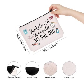 TSOTMO Dental Inspirational Gift She Believed She Could So She Did Dentist Zipper Pouch Makeup Bag DA DH Graduation Gift (She believed Dental)