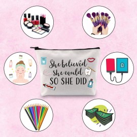 TSOTMO Dental Inspirational Gift She Believed She Could So She Did Dentist Zipper Pouch Makeup Bag DA DH Graduation Gift (She believed Dental)