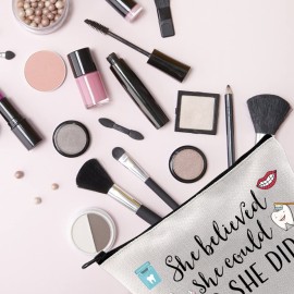 TSOTMO Dental Inspirational Gift She Believed She Could So She Did Dentist Zipper Pouch Makeup Bag DA DH Graduation Gift (She believed Dental)