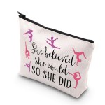 TSOTMO Gymnast Gift for Sister Gymnastics Inspirational Gift She Believed She Could So She Did Gymnast Zipper Pouch Makeup Bag (She believed gymnast)