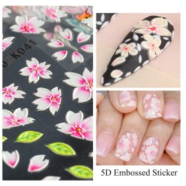5D Engraved Flowers Nail Art Stickers, Holographic Pink Flower Nail Adhesive Sticker Design, Floral Leaf Butterfly Embossed Nail Art Decals Supplies, Manicure Resin Blossom Transfer Nail Decal Decor 5D Engraved Flowers Nail Art Stickers, Holographic Pink Flower Nail Adhesive Sticker Design, Floral Leaf Butterfly Embossed Nail Art Decals Supplies, Manicure Resin Blossom Transfer Nail Decal Decor