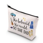 TSOTMO Donna and The Dynamos Musical Movie Lover Inspirational Gift She Believed She Could So She Did Zipper Pouch Makeup Bag (She believed Mia)