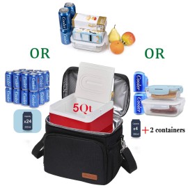 Soft Cooler Bag Insulated Leakproof Portable Collapsible Small Ice Chest for Beach Picnic Camping Travel for Car Road Trips, Lunch Box Cooler for Men Work Hieleras para Trabajo, Black