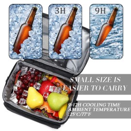 Soft Cooler Bag Insulated Leakproof Portable Collapsible Small Ice Chest for Beach Picnic Camping Travel for Car Road Trips, Lunch Box Cooler for Men Work Hieleras para Trabajo, Black