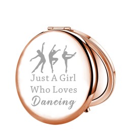 WSNANG Dancer Compact Mirror Dance Recital Gift Dancer Girls Makeup Mirror Gifts for Dance Team Ballerina Dancing Lover (Rose Gold)
