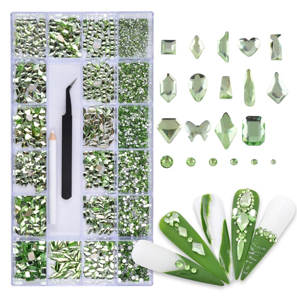WEILUSI Nail Art Rhinestones Round Beads Flatback Crystals Gems 8620Pcs Multi Shapes Glass Crystal Rhinestones for Nail Art Makeup Face Decor Crafts Supply (Green Multi-Shape Rhinestones) WEILUSI Nail Art Rhinestones Round Beads Flatback Crystals Gems 8620Pcs Multi Shapes Glass Crystal Rhinestones for Nail Art Makeup Face Decor Crafts Supply (Green Multi-Shape Rhinestones)