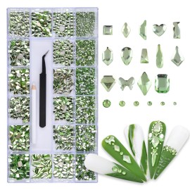 WEILUSI Nail Art Rhinestones Round Beads Flatback Crystals Gems 8620Pcs Multi Shapes Glass Crystal Rhinestones for Nail Art Makeup Face Decor Crafts Supply (Green Multi-Shape Rhinestones) WEILUSI Nail Art Rhinestones Round Beads Flatback Crystals Gems 8620Pcs Multi Shapes Glass Crystal Rhinestones for Nail Art Makeup Face Decor Crafts Supply (Green Multi-Shape Rhinestones)