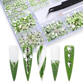 WEILUSI Nail Art Rhinestones Round Beads Flatback Crystals Gems 8620Pcs Multi Shapes Glass Crystal Rhinestones for Nail Art Makeup Face Decor Crafts Supply (Green Multi-Shape Rhinestones) WEILUSI Nail Art Rhinestones Round Beads Flatback Crystals Gems 8620Pcs Multi Shapes Glass Crystal Rhinestones for Nail Art Makeup Face Decor Crafts Supply (Green Multi-Shape Rhinestones)