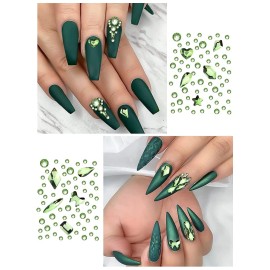 WEILUSI Nail Art Rhinestones Round Beads Flatback Crystals Gems 8620Pcs Multi Shapes Glass Crystal Rhinestones for Nail Art Makeup Face Decor Crafts Supply (Green Multi-Shape Rhinestones) WEILUSI Nail Art Rhinestones Round Beads Flatback Crystals Gems 8620Pcs Multi Shapes Glass Crystal Rhinestones for Nail Art Makeup Face Decor Crafts Supply (Green Multi-Shape Rhinestones)