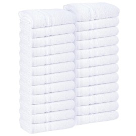 STF Linen White Salon Towels 16x27 Inch Pack of 24 100% Ring Spun Cotton Terry Towel for Gym, Hair, Beauty, Spa, Face, Hand Towels Soft & Absorbent Fingertip